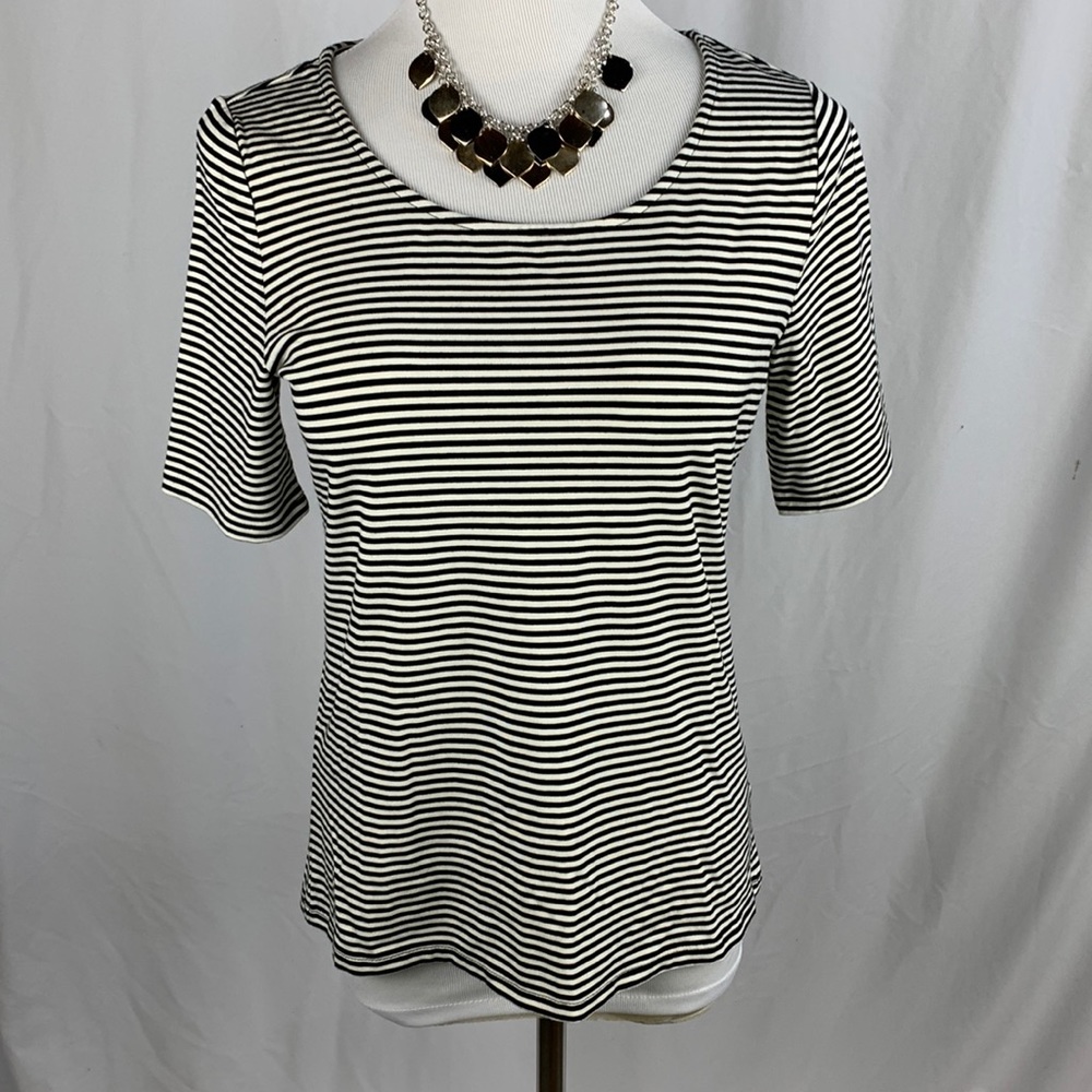 Talbots Scoop Neck Short Sleeve Striped Knit Top